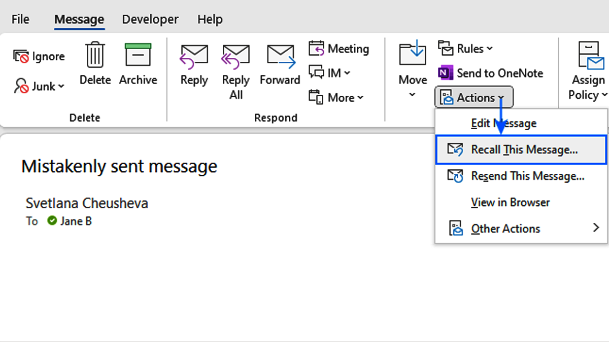 How to Recall an Email in Outlook